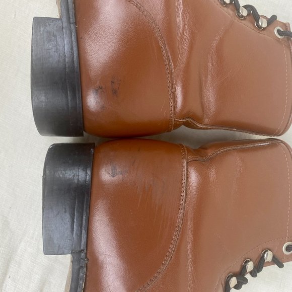 Vintage 1980s Justin Leather Brown Lace Up Roper Western Cowboy Kiltie Boots - Picture 5 of 16